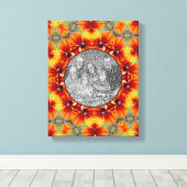 Sinaasappel Daisy Lijst Creëer Uw eigen foto Canvas Afdruk (Insitu (Houten vloer))