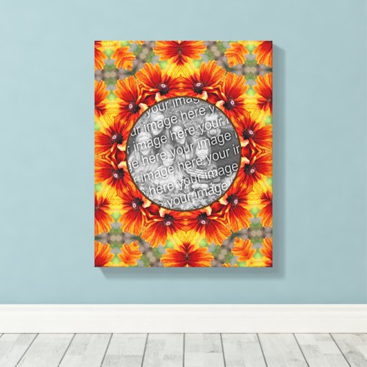 Sinaasappel Daisy Lijst Creëer Uw eigen foto Canvas Afdruk (Insitu (Houten vloer))