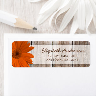 Sinaasappel Daisy Rustic Barn Wood Adresetiketten Etiket