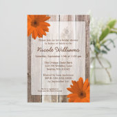 Sinaasappel Daisy Rustic Barn Wood Vrijgezellenfee Kaart (Staand voorkant)