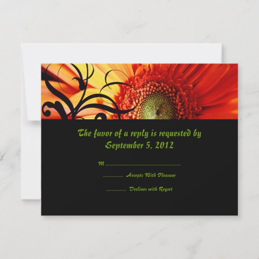 Sinaasappel Daisy Wedding RSVP Kaartje (Voorkant)
