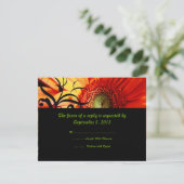 Sinaasappel Daisy Wedding RSVP Kaartje (Staand voorkant)