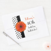 Sinaasappel Daisy Zwart Wit Polka Dot 40e Verjaard Vierkante Sticker (Envelop)