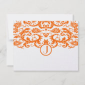 Sinaasappel Damask Monogram Wedding RSVP Kaarten (Voorkant)