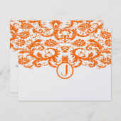 Sinaasappel Damask Monogram Wedding RSVP Kaarten (Voorkant / Achterkant)