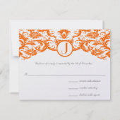 Sinaasappel Damask Monogram Wedding RSVP Kaarten Kaartje (Achterkant)