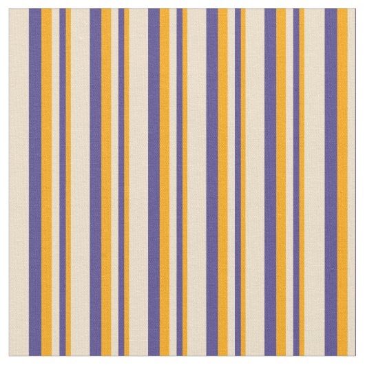 Sinaasappel, Dark Slate Blue & Tan Stripes Stof (Close Up)