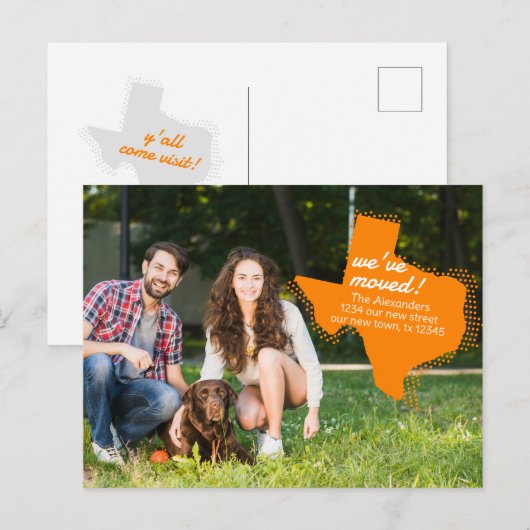 Sinaasappel dat we hebben verplaatst - Dotted Texa Briefkaart (Voorkant / Achterkant)