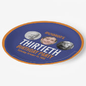 Sinaasappel donkerblauw 30e dertigste 3 foto's Ver Papieren Bordje (Gekanteld)