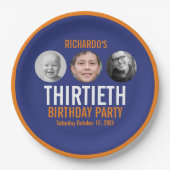 Sinaasappel donkerblauw 30e dertigste 3 foto's Ver Papieren Bordje (Voorkant)