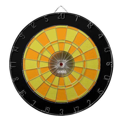 Sinaasappel Donkergeel Zwart Dartbord 2024 (Voorkant)