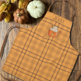 Sinaasappel Doodle Mok Bruin Oker Tartan Pattern S Schort