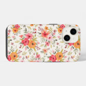 Sinaasappel Doodle Tuin Bloem Patroon iPhone Hoesje (Achterkant horizontaal)