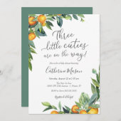 Sinaasappel drie kleine cuties Baby shower Kaart (Voorkant / Achterkant)