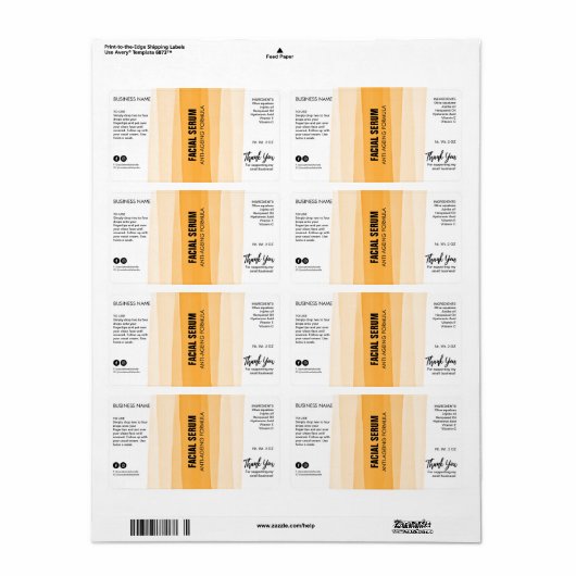 Sinaasappel Dropper Fles Etiketten met stripe inkt (Full Sheet)