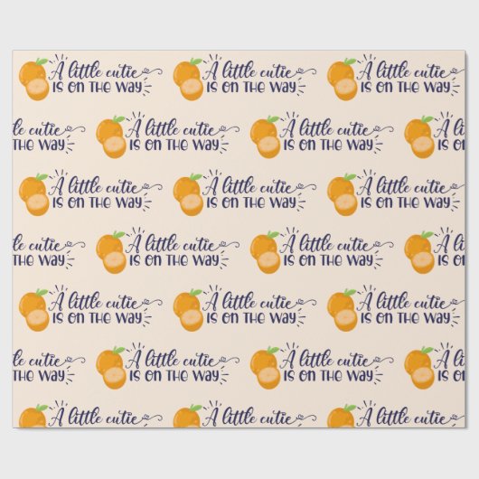 Sinaasappel een beetje cutie Baby shower inpakpapi Cadeaupapier (Vlak)