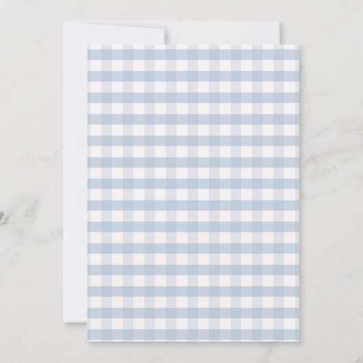 Sinaasappel Een beetje pompoenblauw Gingham Baby s Kaart (Achterkant)