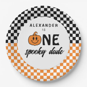 Sinaasappel Een Griezelige Kerel Halloween 1e Verj Papieren Bordje
