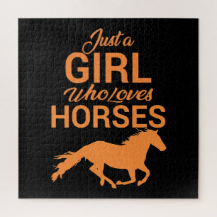 Sinaasappel Een Meisje Dat Van Paarden Houdt Legpuzzel
