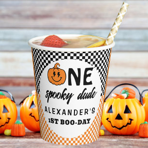 Sinaasappel Een Spookachtige Kerel Halloween 1e Ve Papieren Bekers