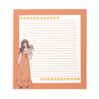 Sinaasappel Eenvoudig Schattige Anime Boho Notitie Notitieblok