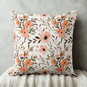 Sinaasappel Elegant  wilde bloemen bloemenpatroon Kussen