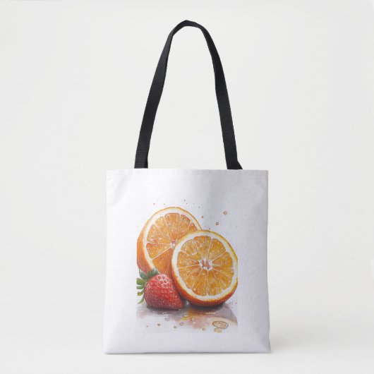 Sinaasappel en aardbei tote bag (Voorkant)