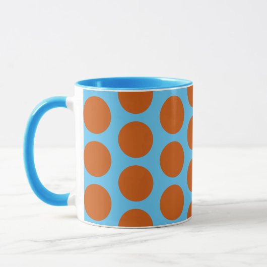 Sinaasappel en Aqua Blue Polka Dot Art Mok Cup (Links)