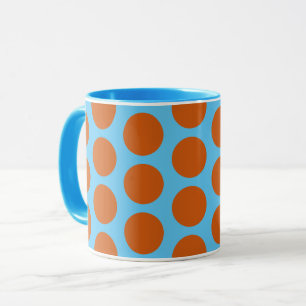 Sinaasappel en Aqua Blue Polka Dot Art Mok Cup