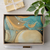 Sinaasappel en Aqua Galaxy Met manen Sterren en we Tissuepapier (Geschenk)