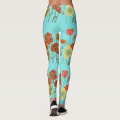 Sinaasappel en Aqua Poppy Waterverf Leggings (Achterkant)