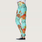Sinaasappel en Aqua Poppy Waterverf Leggings (Links)
