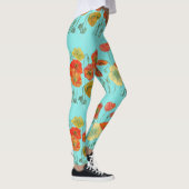 Sinaasappel en Aqua Poppy Waterverf Leggings (Rechts)
