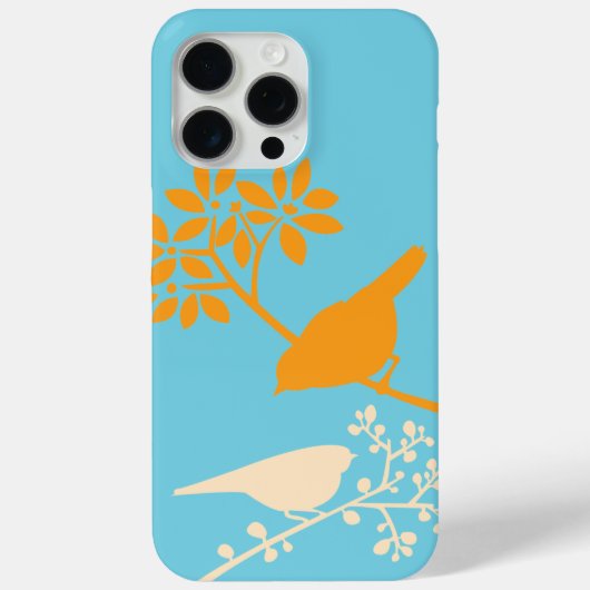 Sinaasappel en Aqua vogels en bessen Case-Mate iPhone Case (Achterkant)