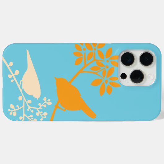 Sinaasappel en Aqua vogels en bessen Case-Mate iPhone Case (Achterkant (horizontaal))