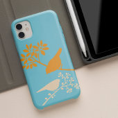 Sinaasappel en Aqua vogels en bessen Case-Mate iPhone Case