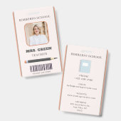Sinaasappel en Beige Eenvoudige Krabbels Leraar ID Badge (Front & Back)