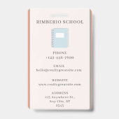Sinaasappel en Beige Eenvoudige Krabbels Leraar ID Badge (Back)