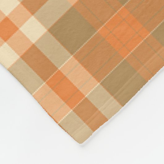 Sinaasappel en beige geruite fleece deken (Hoek)