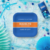 Sinaasappel en blauw aangepast Afstuderen Bord (Feest)