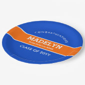 Sinaasappel en blauw aangepast Afstuderen Bord (Gekanteld)