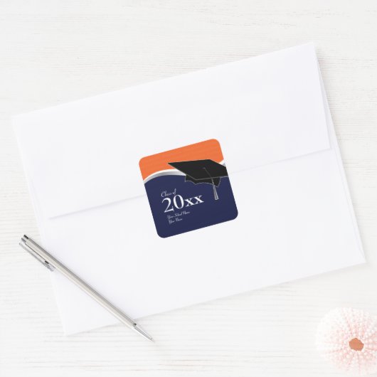 Sinaasappel en Blauw Afstuderen Sticker (Envelop)