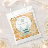 Sinaasappel en Blauw Bloemen Custom Wedding Favor Bedankzakje (Geknipt)