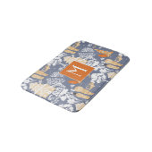 Sinaasappel en Blauw Chinoiserie Pagodas Monogram Badmat (Gekanteld)