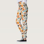 Sinaasappel en blauw gebladerte en bloemen leggings (Links)