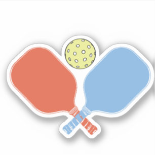 Sinaasappel en Blauw Pickleball Paddle Sticker