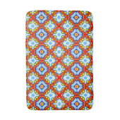 Sinaasappel en blauw retro tegel badmat (Voorkant Verticaal)