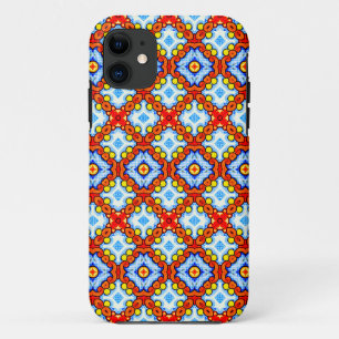 Sinaasappel en blauw retro tegel Case-Mate iPhone case