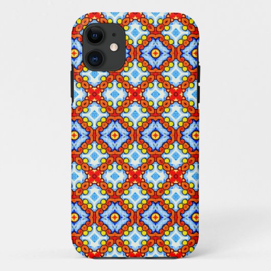 Sinaasappel en blauw retro tegel Case-Mate iPhone case (Achterkant)