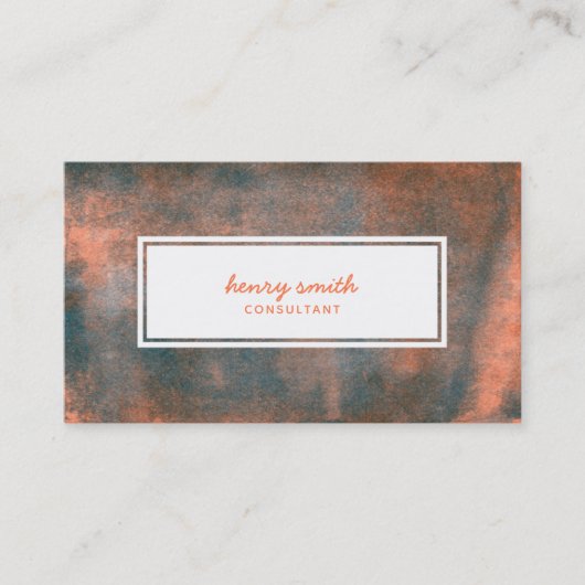 Sinaasappel en Blauw Rolled Ink Trendy Modern Visitekaartje (Voorkant)